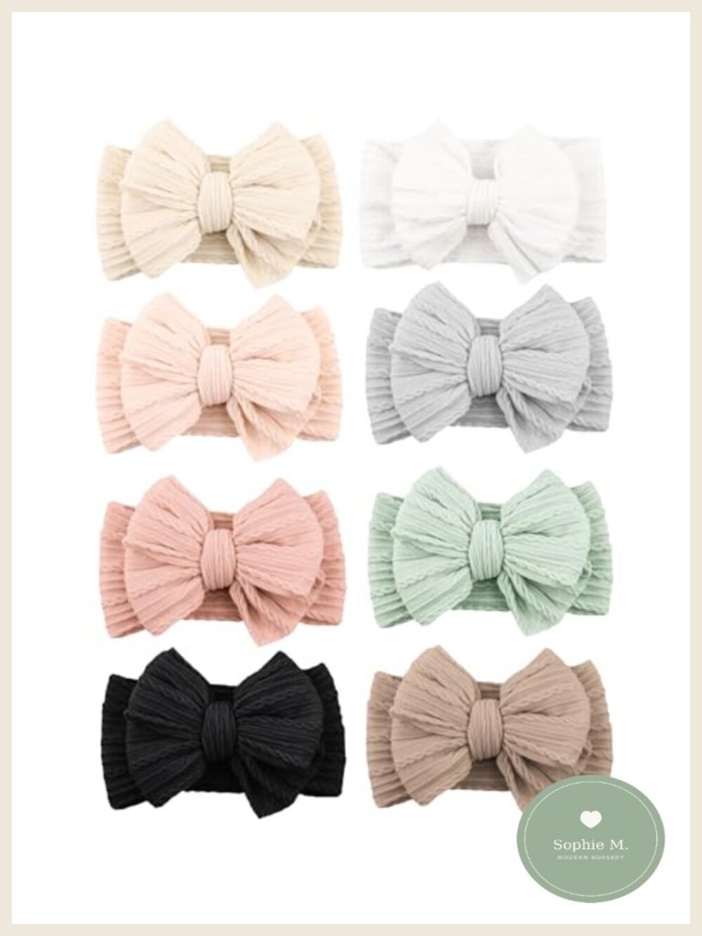 8 Pack Baby Girl Headbands with Bows Soft Stretchy Nylon Bands